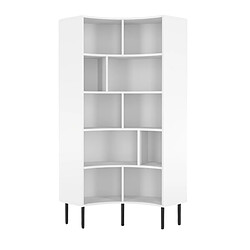 Skandica Bibliothèque d'angle moderne blanche pour livres HORN avec des pieds noirs / 80 cm