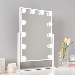 Flamingueo Miroir Maquillage Lumineux 12 LED 3 Modes 47,5x35,5cm Blanc