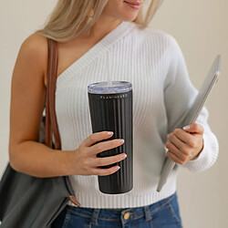 Flamingueo Gobelet isotherme avec paille acier inoxydable 0,8 litres noir