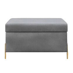 Dancan Banc coffre BORGO en velours gris clair avec pieds en métal doré / 80 x 37 cm