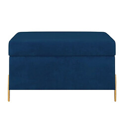 Dancan Banc coffre BORGO en velours bleu marine avec pieds en métal doré / 80 x 37 cm