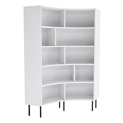 Skandica Bibliothèque d'angle moderne blanche pour livres HORN avec des pieds noirs / 100 cm