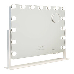Flamingueo Miroir Lumineux 15 LED Réglable Métal 58x53,5x12cm Blanc