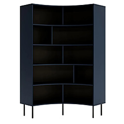 Skandica Bibliothèque d'angle moderne bleu marinepour livres HORN avec des pieds noirs / 100 cm