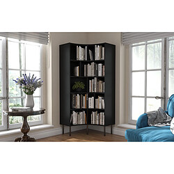 Skandica Bibliothèque d'angle moderne noir pour livres HORN avec des pieds noirs / 80 cm