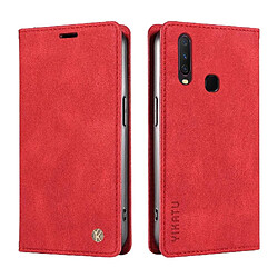 Compatible avec VIVO Y17 cas Couleur solide Étui magnétique en cuir de téléphone Flip Peau-friendly GANGXUN Rouge 