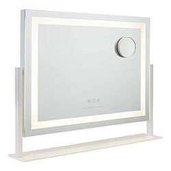 Flamingueo Miroir Lumineux Bande LED Réglable Métal 58x54x12cm Blanc