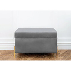 Dancan Banc coffre BORGO en velours gris clair avec pieds en métal doré / 80 x 37 cm