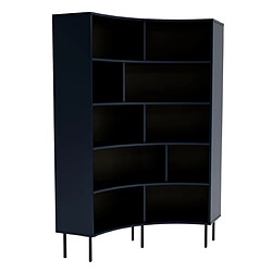 Skandica Bibliothèque d'angle moderne bleu marinepour livres HORN avec des pieds noirs / 100 cm