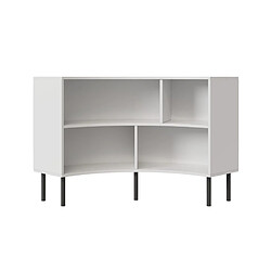 Skandica Bibliothèque d'angle moderne blanche pour livres HORN avec des pieds noirs / 85x100 cm