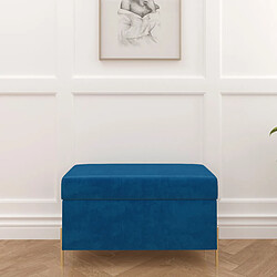 Dancan Banc coffre BORGO en velours bleu marine avec pieds en métal doré / 80 x 37 cm