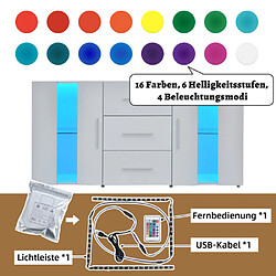 DZMDIP Buffet haut tv 140x35x70 cm avec espace de stockage, buffet de cuisine avec 16 couleurs de lampes led pour salle à manger salon