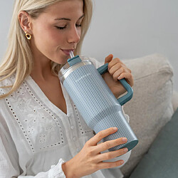 Flamingueo Mug isotherme avec paille acier inoxydable 1,18 litres Vert