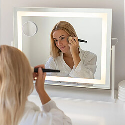 Flamingueo Miroir Lumineux Bande LED Réglable Métal 58x54x12cm Blanc