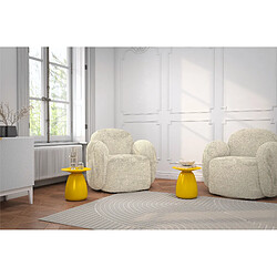 Kayani Table d'appoint / Table de nuit en bois Baobab34, hauteur 34 cm / Jaune