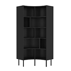 Skandica Bibliothèque d'angle moderne noir pour livres HORN avec des pieds noirs / 80 cm