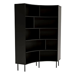 Skandica Bibliothèque d'angle moderne noir pour livres HORN avec des pieds noirs / 100 cm
