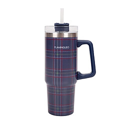 Flamingueo Mug isotherme avec paille acier inoxydable 0,9 litres Bleu