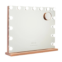 Flamingueo Miroir Maquillage Lumineux 15 LED Métal 58x46x12cm Or Rose