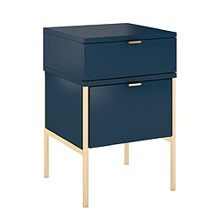 Skandica Table de chevet à tiroirs - Bleu marine