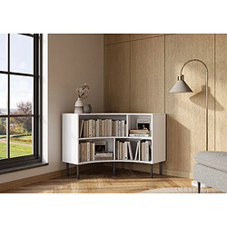 Skandica Bibliothèque d'angle moderne blanche pour livres HORN avec des pieds noirs / 85x100 cm