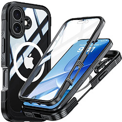 Iphone Étui Pour magnétique 17 Protecteur d'écran en verre Preuve militaire de chute et de crash 360 tout compris GANGXUN Noir