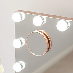 Acheter Flamingueo Miroir Maquillage Lumineux 15 LED Métal 58x46x12cm Or Rose
