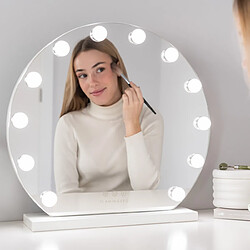 Flamingueo Miroir Maquillage Lumineux 12 LED 3 Modes 50x48x12cm Blanc