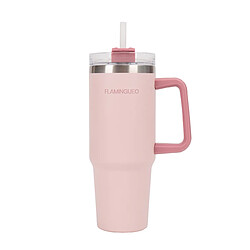Flamingueo Mug isotherme avec paille acier inoxydable 0,9 litres rose