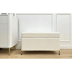 Dancan Banc BORGO en tissu bouclé crème avec pieds en métal doré / 80 x 37 cm