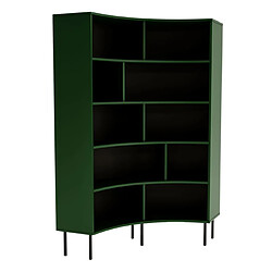 Skandica Bibliothèque d'angle moderne verte pour livres HORN avec des pieds noirs / 100 cm