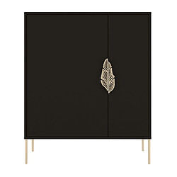 Skandica Buffet noire / meuble à chaussures MERLIN avec des détails dorés / 100 cm