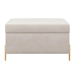 Dancan Banc coffre BORGO en velours beige avec pieds en métal doré / 80 x 37 cm