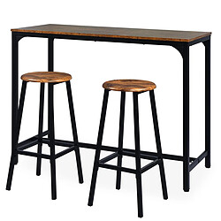 Paris Prix Ensemble Table de Bar & 2 Tabourets Maynard 120cm Naturel & Noir