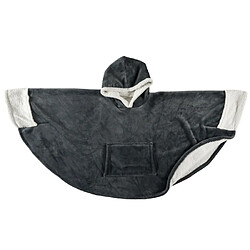 Paris Prix Plaid Poncho à Capuche Sherpa 100x150cm Gris Foncé