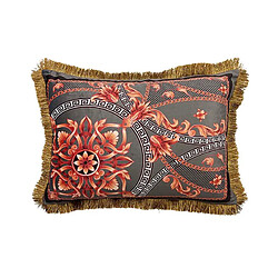 Avis Alexandra House Living Coussin en velours garni de plumes et de franges 60 x 13 x 45 cm