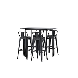 Paris Prix Ensemble Table de Bar & 4 Tabourets Rax & Tempe 120cm Noir