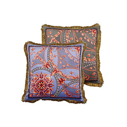 Alexandra House Living Coussin en velours garni de plumes et orné de franges 60 x 13 x 60 cm
