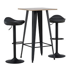 Paris Prix Ensemble Table de Bar & 2 Tabourets Tempe & Adesto 105cm Noyer & Noir