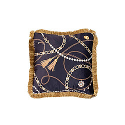 Acheter Alexandra House Living Coussin en velours garni de plumes et orné de franges 60 x 13 x 60 cm