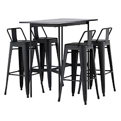 Paris Prix Ensemble Table de Bar & 4 Tabourets Rax & Tempe 120cm Noir