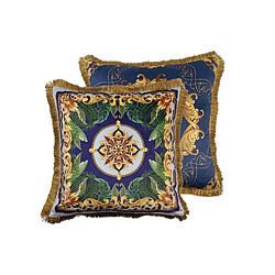 Alexandra House Living Coussin en velours garni de plumes et orné de franges 60 x 13 x 60 cm
