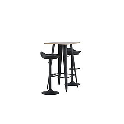 Paris Prix Ensemble Table de Bar & 2 Tabourets Tempe & Adesto 105cm Noyer & Noir