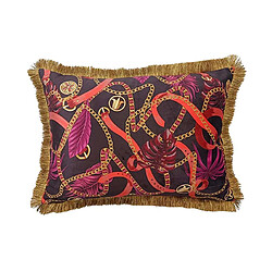 Avis Alexandra House Living Coussin en velours garni de plumes et de franges 60 x 13 x 45 cm