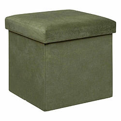 Atmosphera Pouf-coffre pliable velours - Kaki