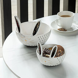 J-Line Bols lapin en céramique blanche 16x16x15cm