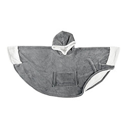 Paris Prix Plaid Poncho à Capuche Sherpa 100x150cm Gris Foncé