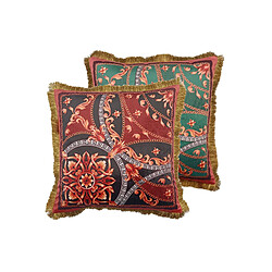 Alexandra House Living Coussin en velours garni de plumes et orné de franges 60 x 13 x 60 cm