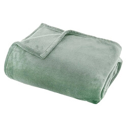 Atmosphera Plaid en Flanelle Uni Ollis 130x180cm Vert Céladon