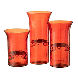 Paris Prix Lot de 3 Photophores en Verre Mexican 30cm Rouge